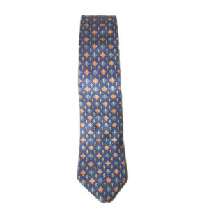 Tommy Hilfiger silk Elegant Blue and peach seahorse Patterned Tie 62” x 4”